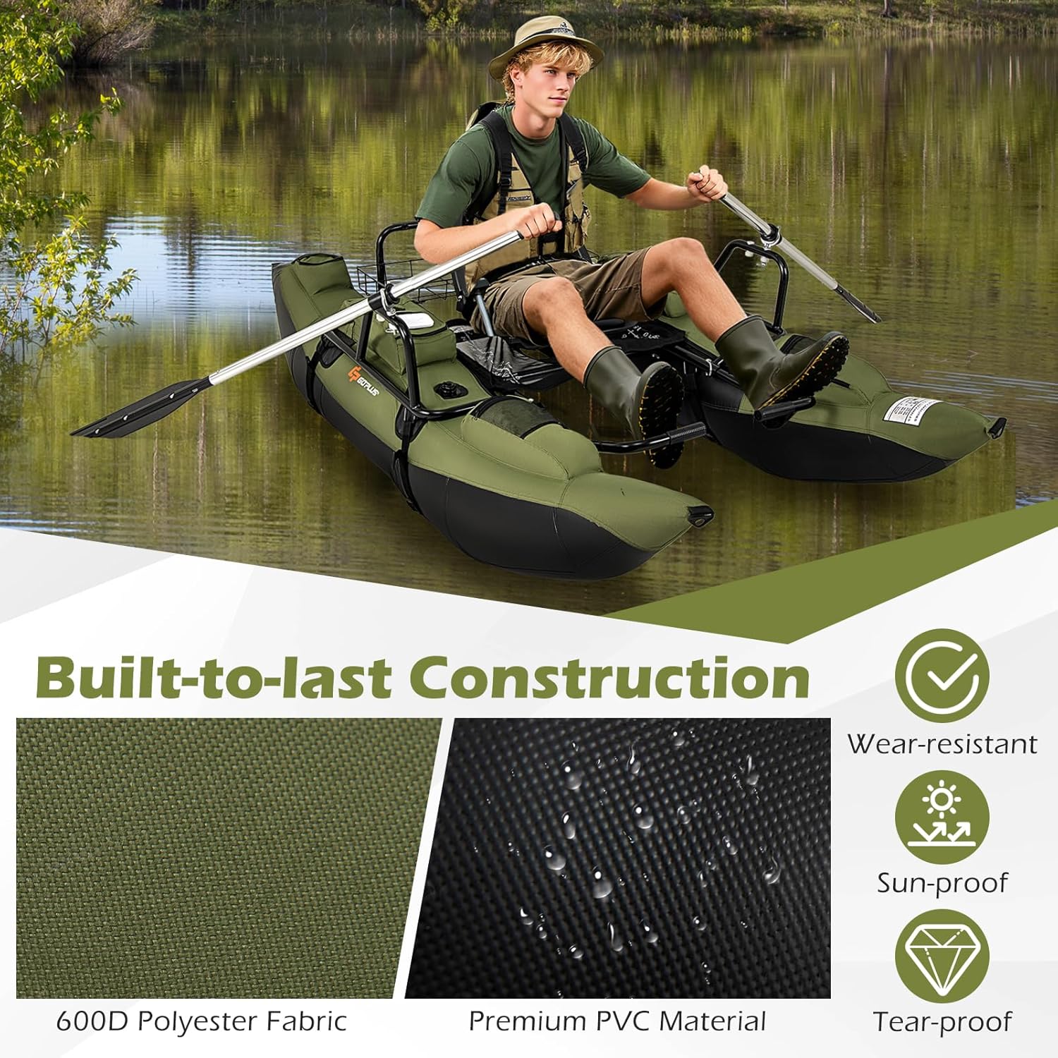 Adult Inflatable Belly Boat wi - огляд і ціна Fishing Boat Seat